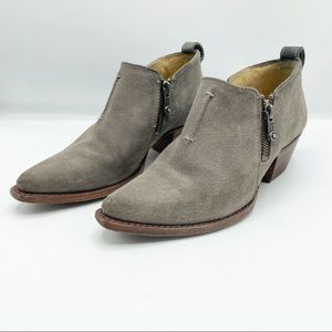 Frye Sasha Moto Shootie Taupe Suede Booties